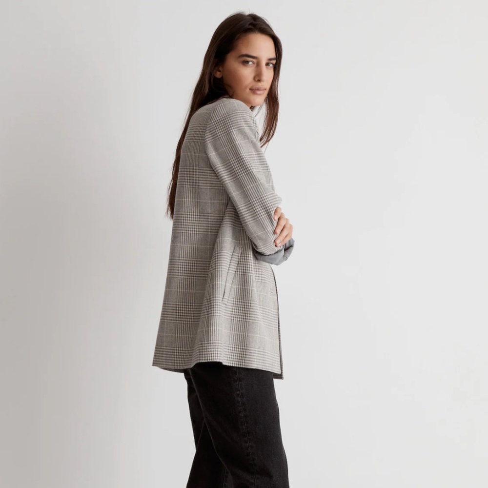 Madewell The Dorset Blazer in Galloway Plaid Grey and White size XS - Picture 4 of 13